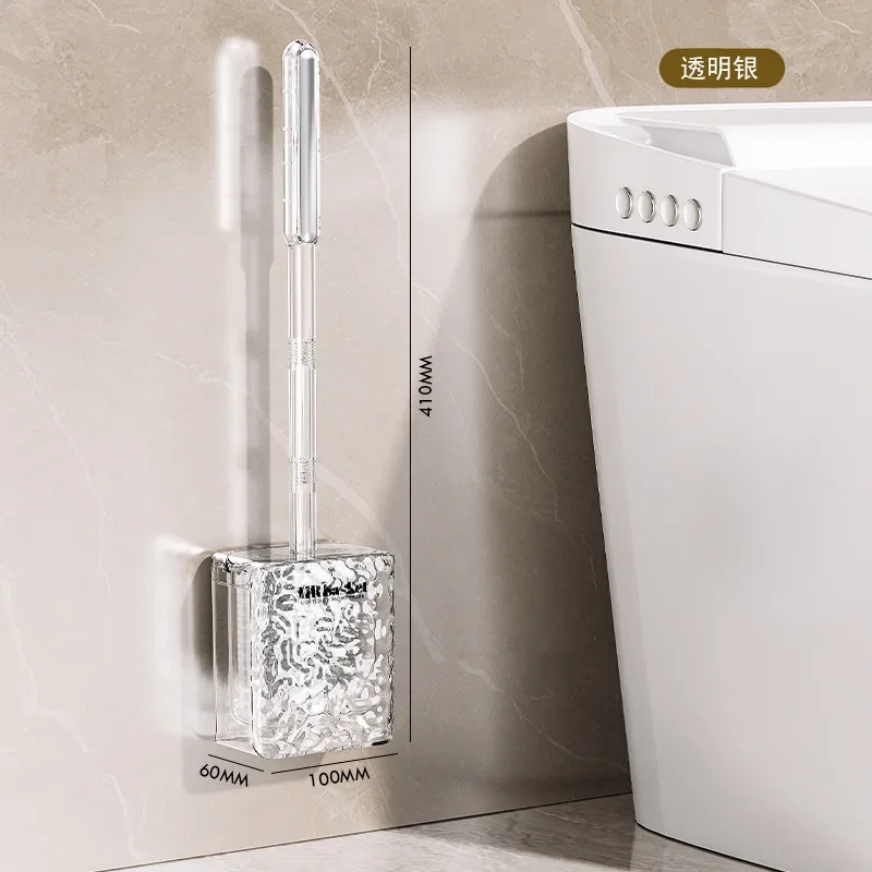 Toilet brush wall mounted cleaning brush silicone long handled transparent toilet cleaning bathroom accessories