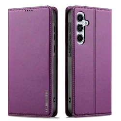 Magnetic Flip Leather Wallet Phone Case with Card Holder Feature - Galaxy S25EDge (Purple)