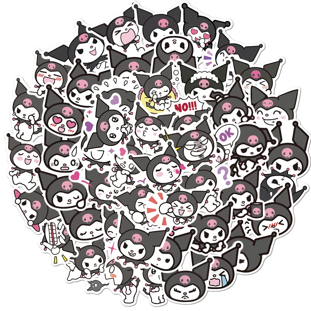50Pcs Kuromi Stickers Kids Kawaii Hello Kitty My Melody Impermeabile Anime Laptop Guitar Skateboard Graffiti Sticker