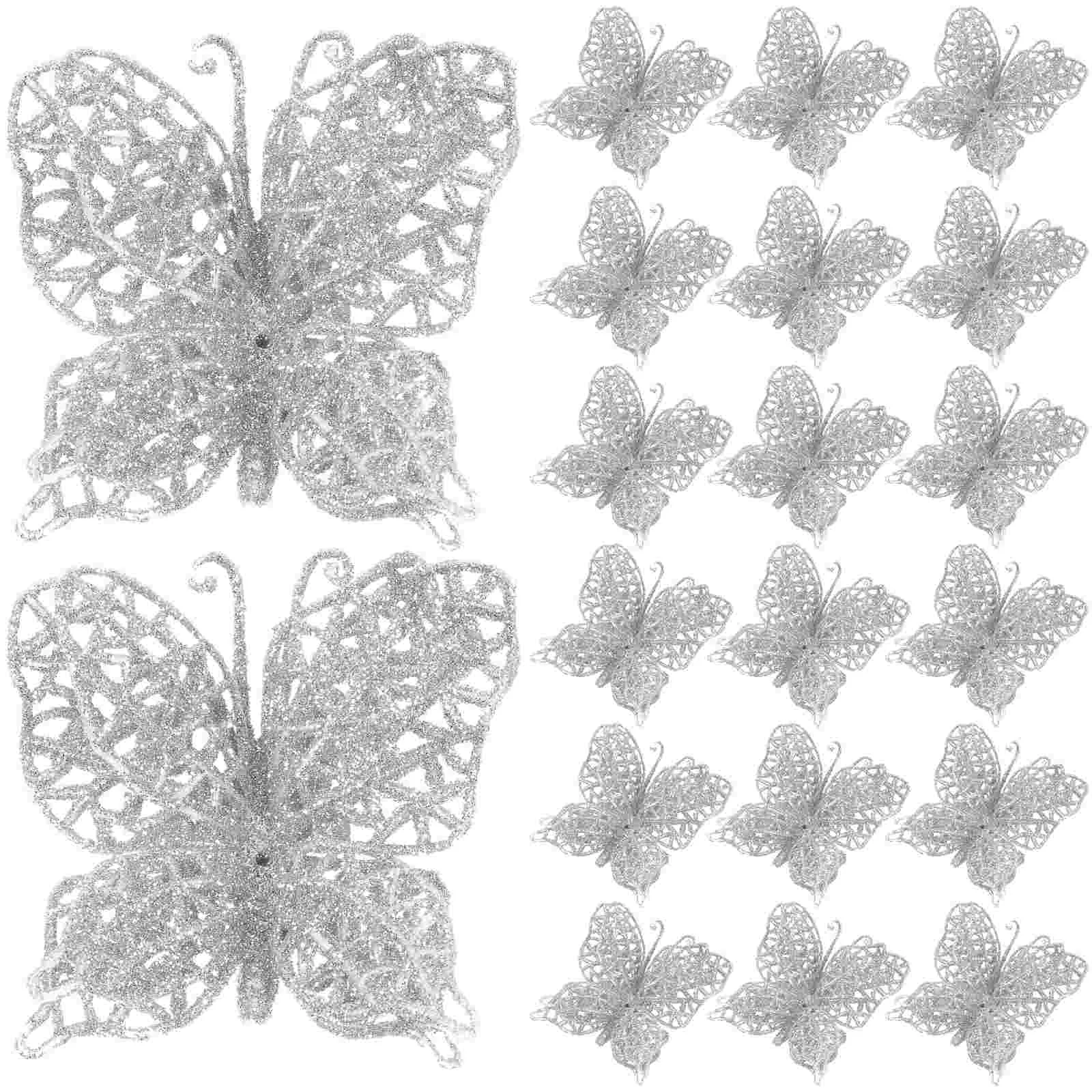

24 Pcs Christmas Ornament Gold Butterfly Glitter Butterflies Decorations for DIY Making Flash Tree Ornaments Fake Craft