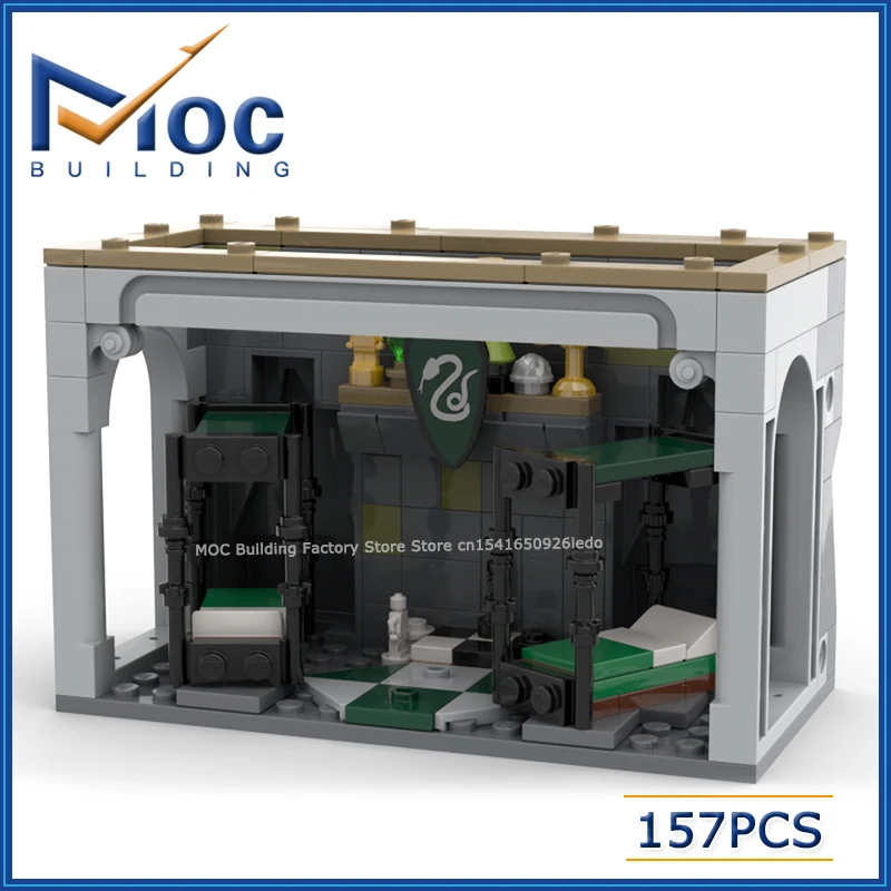 Classic Movie Series Modular Scene Green Dorms Model MOC Building