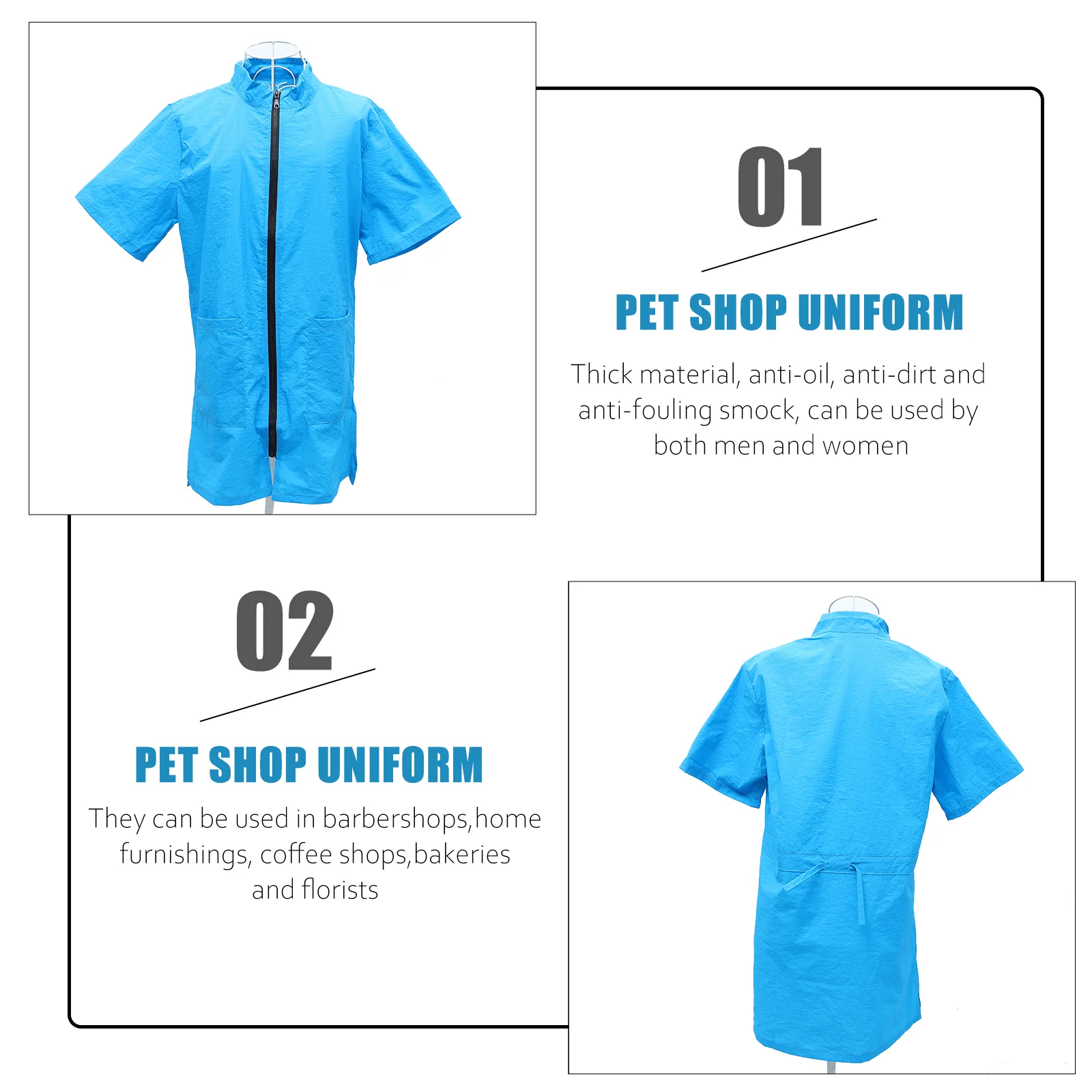 

Grooming Smock Women's Tunics Pet Grooming Work Clothes Apron Pet Beautician Clothes Haircutting Grooming Bathing Uniform Sleeve