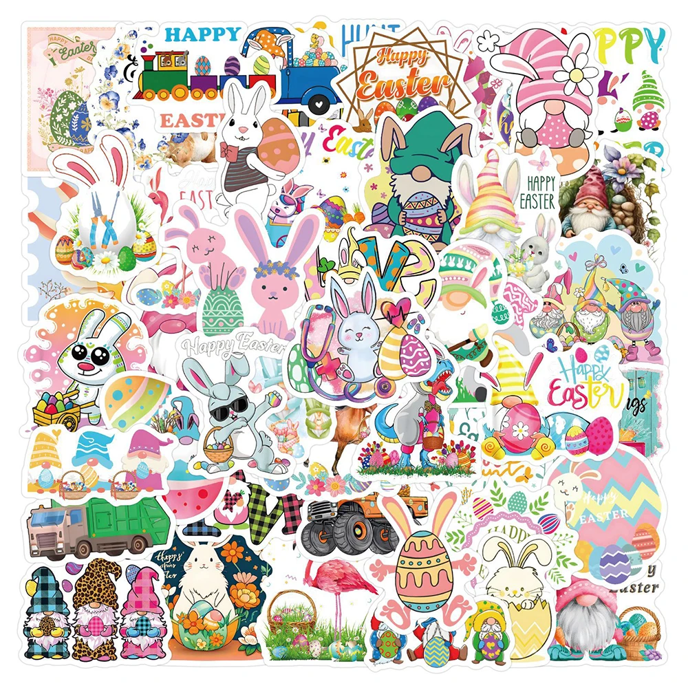 10/30/50/110pcs Cute Easter Rabbit Egg Cartoon Holiday Stickers Laptop Phone Suitcase Car Notebook Stationery Sticker Kids Toys