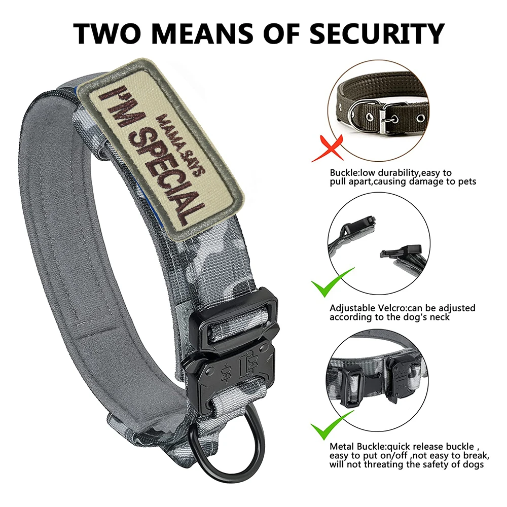 Military Tactical Dog Collar Nylon Adjustable Durable For Medium Large Outdoor Walking Training Pet Supplies German Shepherd dog collar pet collar
