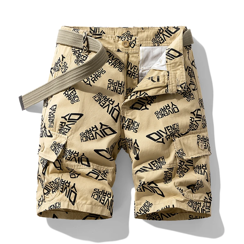 Fashion Printed Beach Shorts Men's Summer Fashion Brand Middle Pants Loose Straight Casual All-Matching Work Clothes Fifth Pants