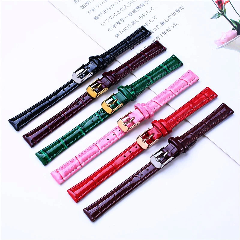Elegant Genuine Leather Watch Strap - Women's Accessory in Vibrant Colors
