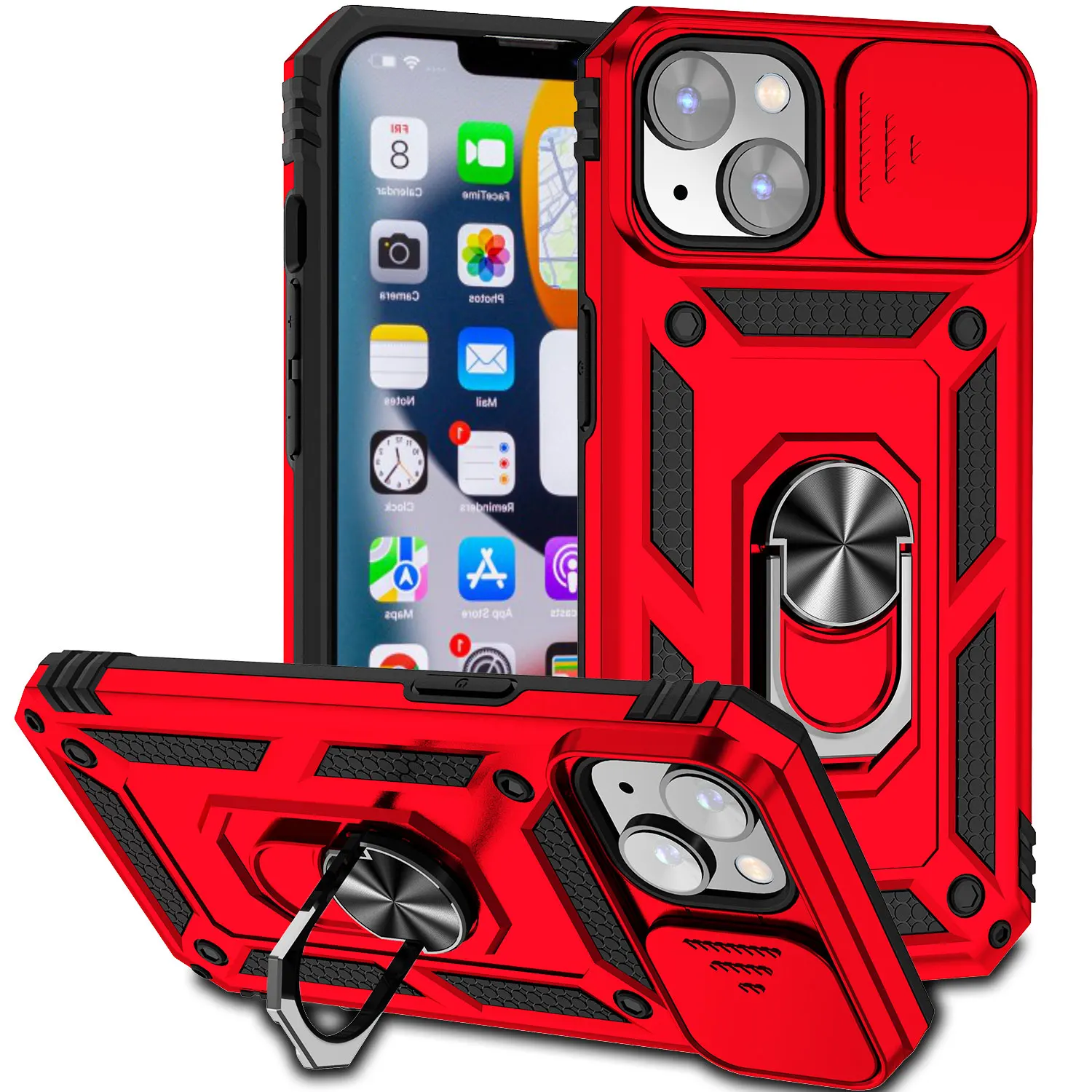 Armor Shockproof Magnetic Ring Stand Holder Case - Enhanced Protection Back Cover