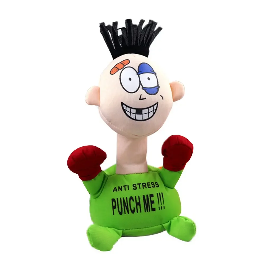 Electric Plush Toy Punch Hit Me Villain Creative Vent Decompression Toys Doll Toys for Friends Funny Children or Adult Gift