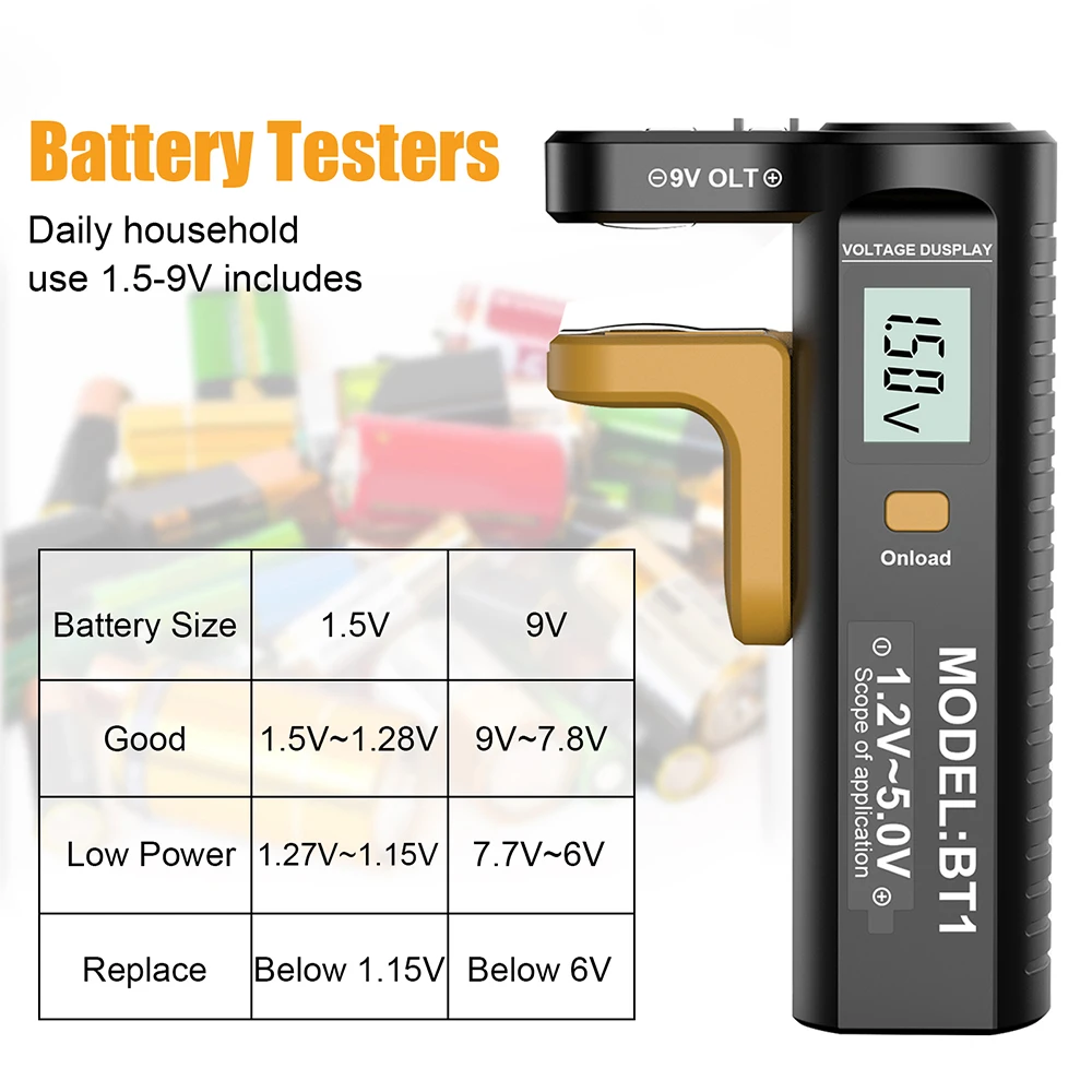 New 1.2V~5.0V Digital Battery Battery Capacity Testers Lithium Tester Display Checkered Analyzer Display AAA AA Button Cell