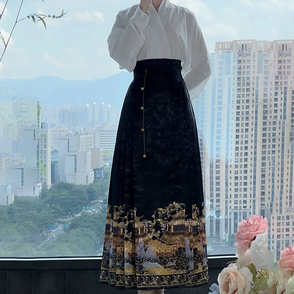 

Brand New Skirt Half Skirt Fashionable Half Skirt No Elasticity Polyester Retro Simple Solid Color Street Black