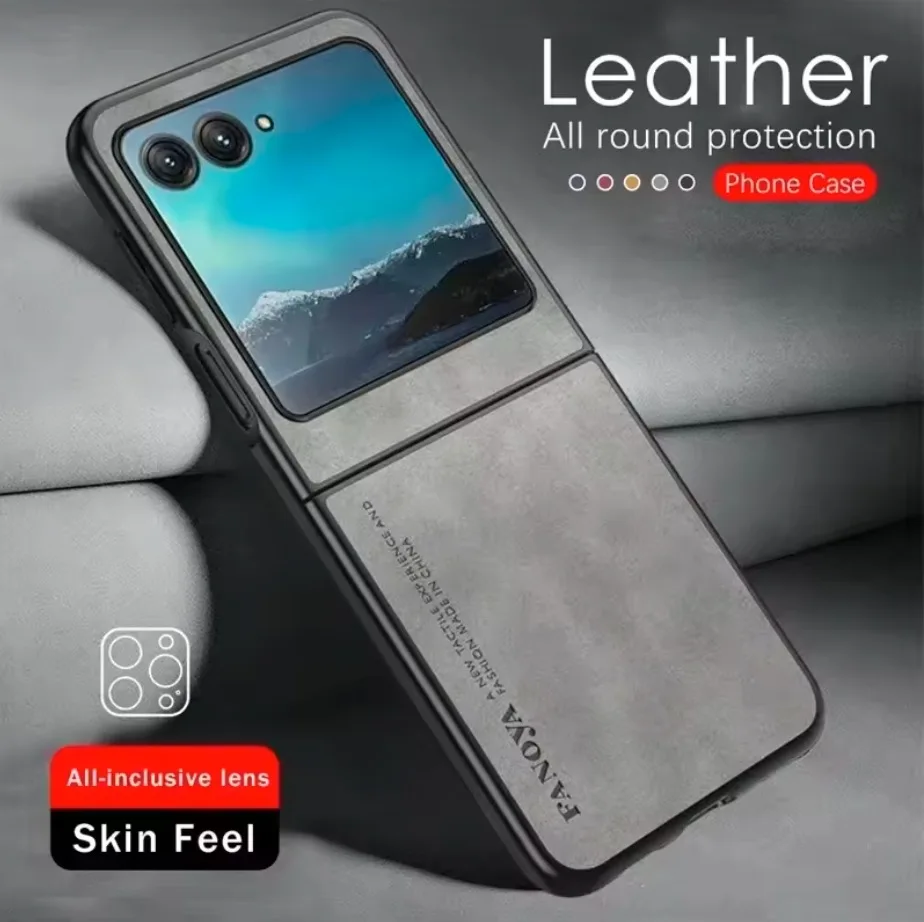 Premium Sheepskin Leather Flip Phone Case with Shockproof Bumper Protection