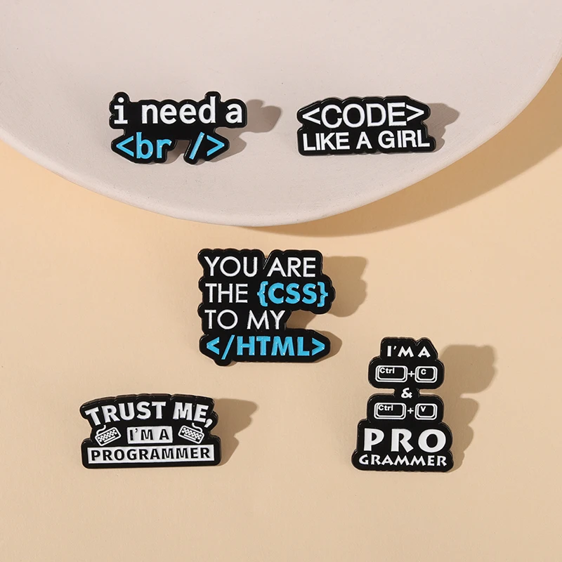 Programmer Code Enamel Pin Computer IT Programming Souvenir Brooches Metal Badge Pin Accessories