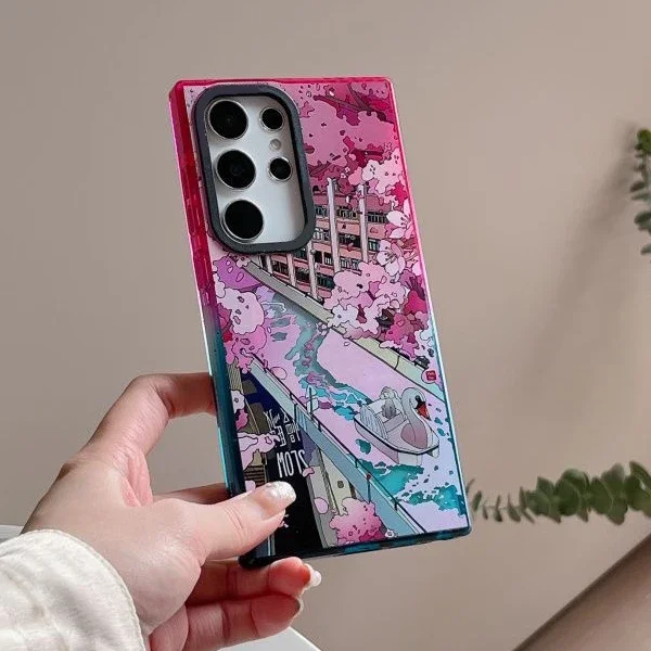 Flower MagSafe Colorful Border Case for Samsung Galaxy S22 Ultra S23 Ultra S24 Ultra Cover Protective Shell