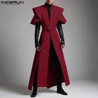 Casual mn Style Y-INCERUN Beau Hommes At Silhouette Long Cardigan Chemises Homme Solide Document À Manches Courtes Blouse S-5XL 2