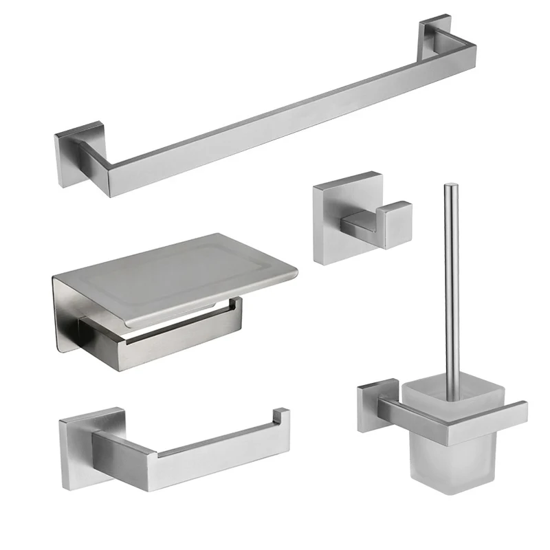 Stainless steel bathroom accessories Brushed nickel towel rack toilet paper holder towel bar hook toilet hardware
