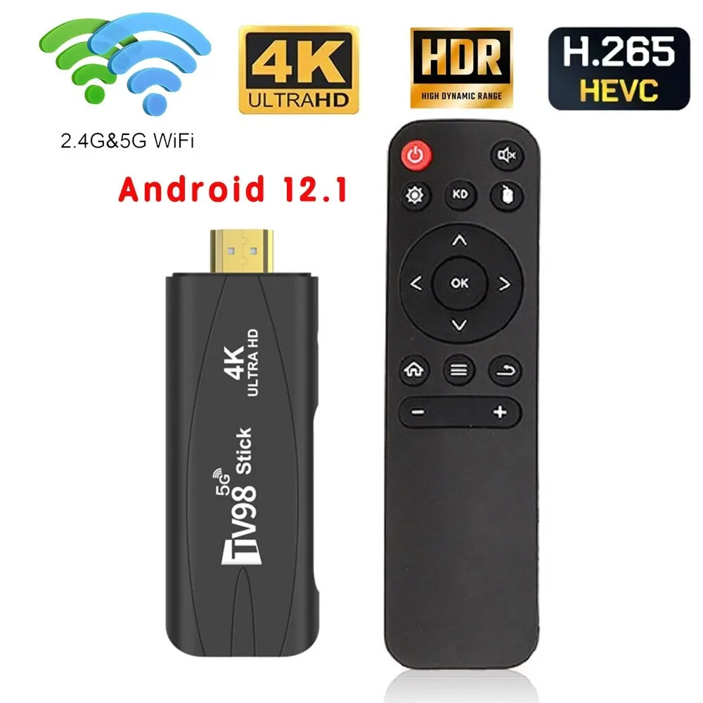 Lemfo Tv98 Stick Smart Tv Stick Android 12 Supporto 4K Hdr10 H265 Dual Wifi 2Gb 16Gb Smart Tv Box Lettore Multimediale Android 12.1