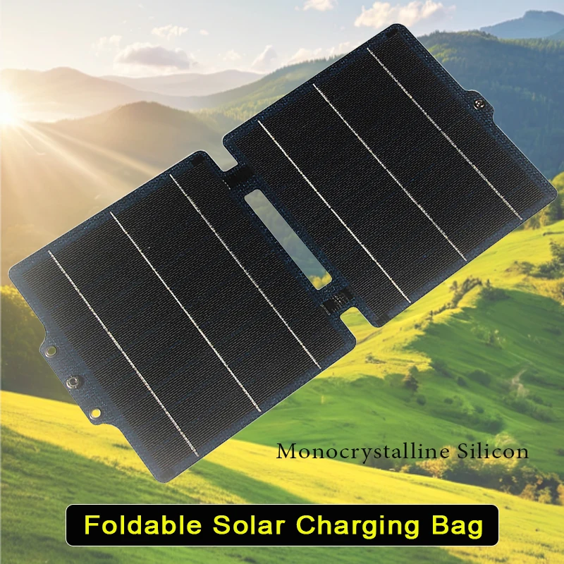5V ETFE 휴대용 태양광 패널 가방 USB/Type-C 10W 출력 접이식 태양광 충전기 (보조배터리, 휴대폰, 태블릿, 캠핑, 비상용)