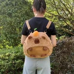 Kawaii Capybara Plush Backpack - Cute Fur Shoulder Bag and Mini Knapsack Gift - One size (CPBLA School bag 01)
