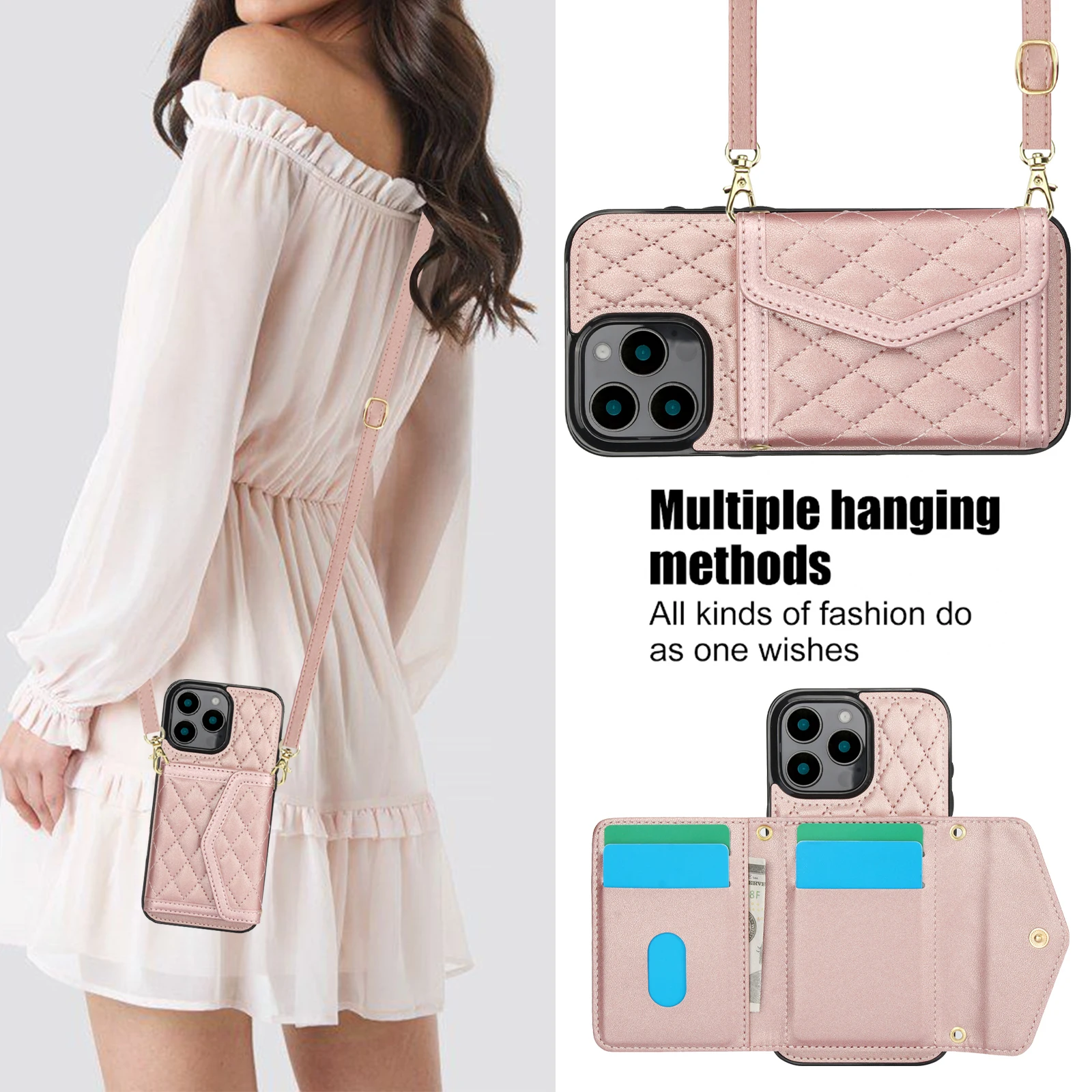 RFID Blocking PU Leather Crossbody Wallet Case and Card Holder