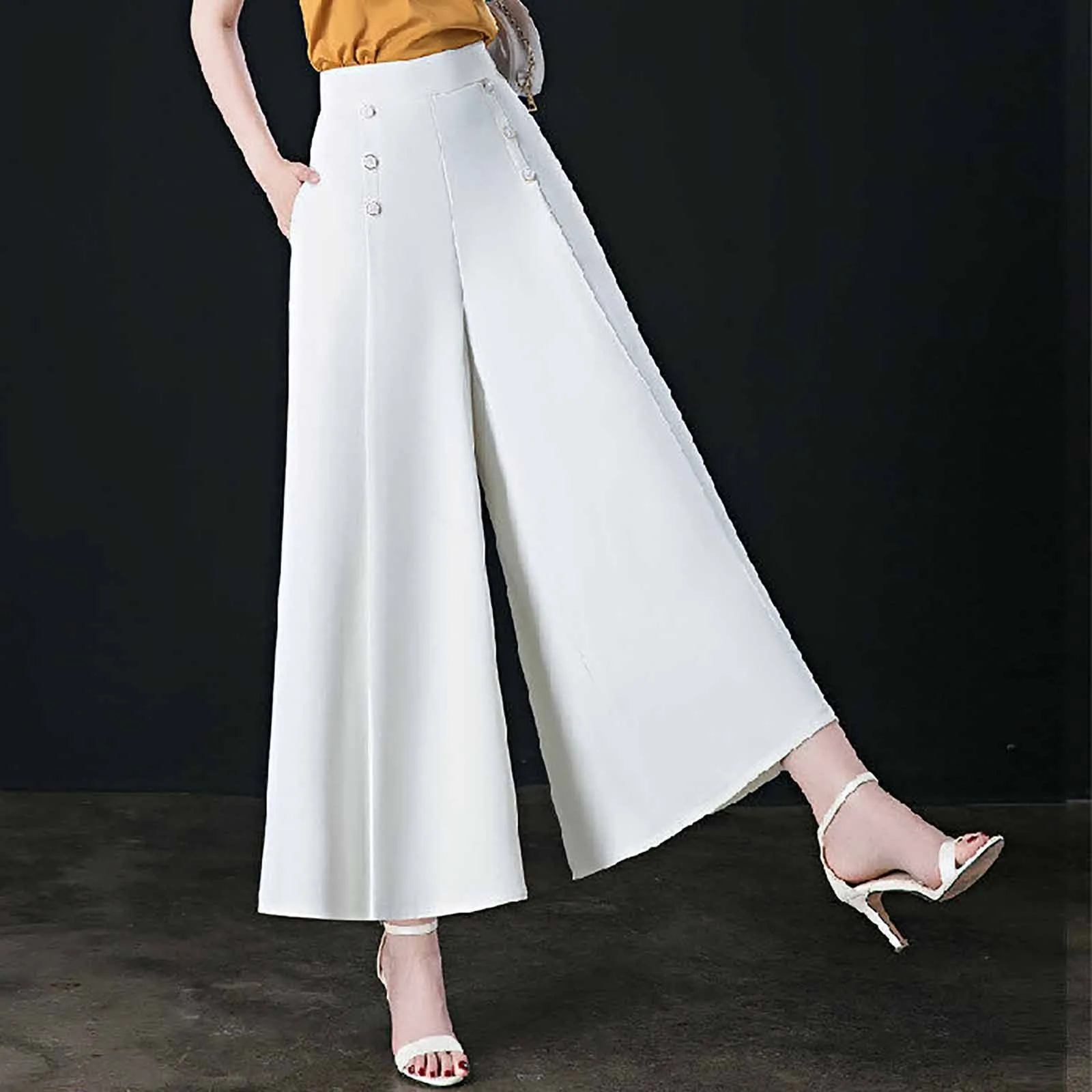 

Wide Leg Pants Office Lady Fashion Oversized Pants Spring Summer New Koreon Women Elastic High Waist Big Size Casual Trousers