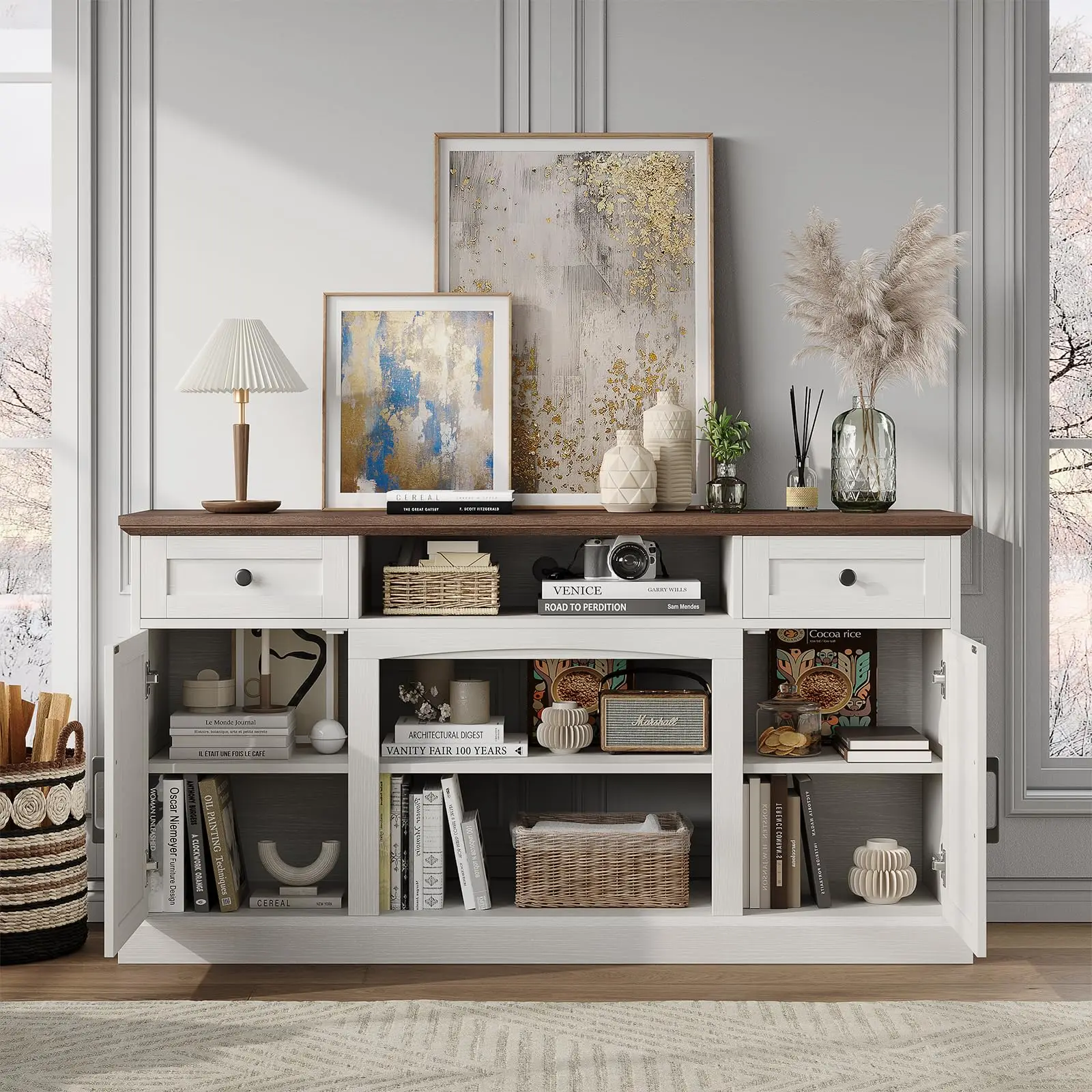 23 Inch Farmhouse Fireplace TV Stand 3
