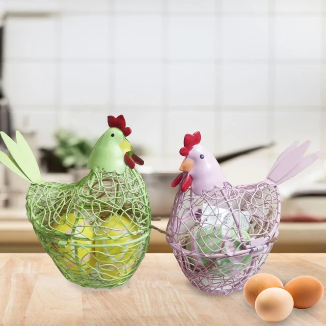 Egg Basket Iron Wire Chicken Shaped Egg Holder Easter Eggs Storage