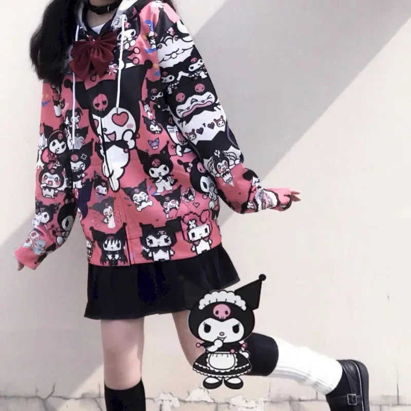 Ladies Men's Autumn Thin Harajuku Sweatshirt Hoodie Cute Kpop Japan Kawaii Hoodie Pocket Casual Pullover Tops Kawaii Hoodie