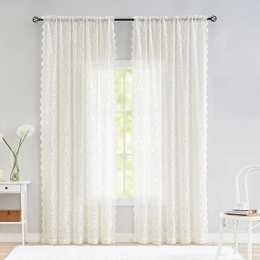 Bedroom White Tulle Curtain New Lace Light Transparent Princess Curtain Elegant Living Room Half Curtain 2