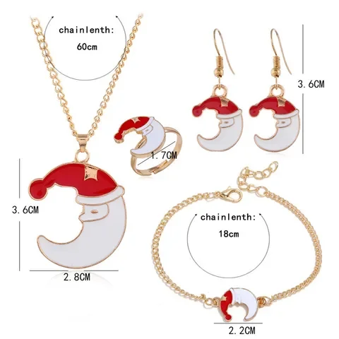 

5pcs Navidad 2021 Christmas Jewelry Tree Earrings Necklace Bracelet Christmas Decoration for Girl New Year 2022 Gift Ornaments