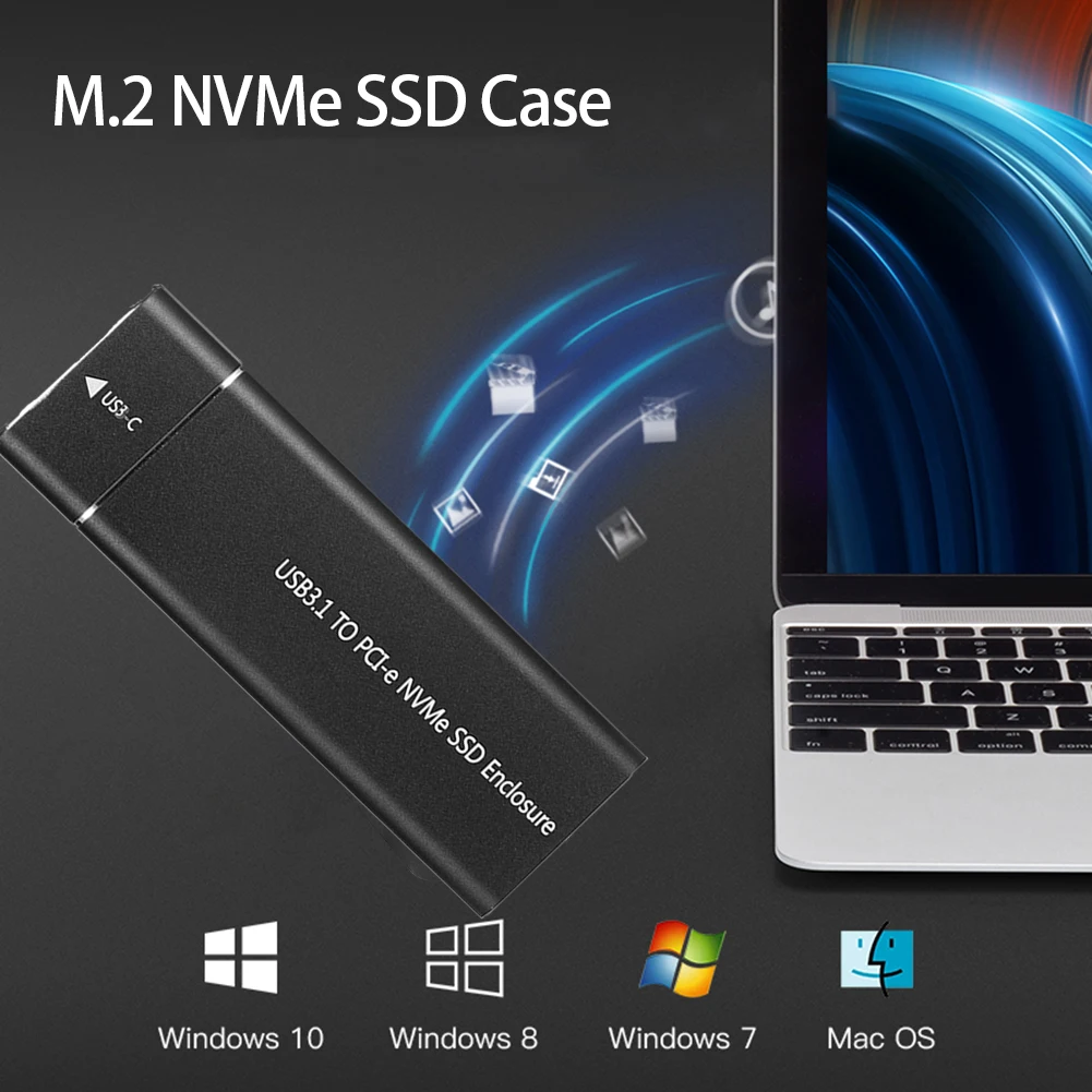 SSD Enclosure SSD Adapter Hard Drive Enclosure M.2 NVMe SSD Enclosure Adapter 10Gbps USB C 3.1 Gen2 NVMe Case External Enclosure Reader For Samsung 980 970/ Intel/ADATA