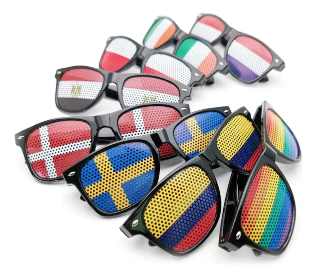 Sonnenbrille mit Nationalflagge, schwarzer Rahmen, dekorative Brillengestelle für Party, Cosplay, Fußballspiel, Geschenk – Detail 5