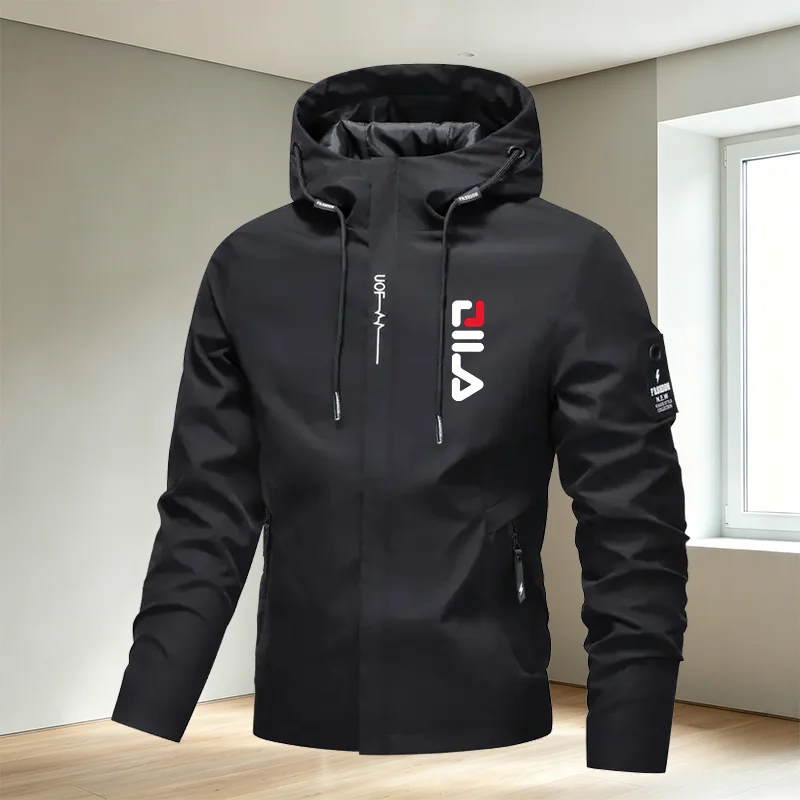 Giacca Impermeabile da Uomo per Primavera e Autunno, Leggera, per Ciclismo, con Cappuccio, Stile Urbano, Antivento per Escursionismo
