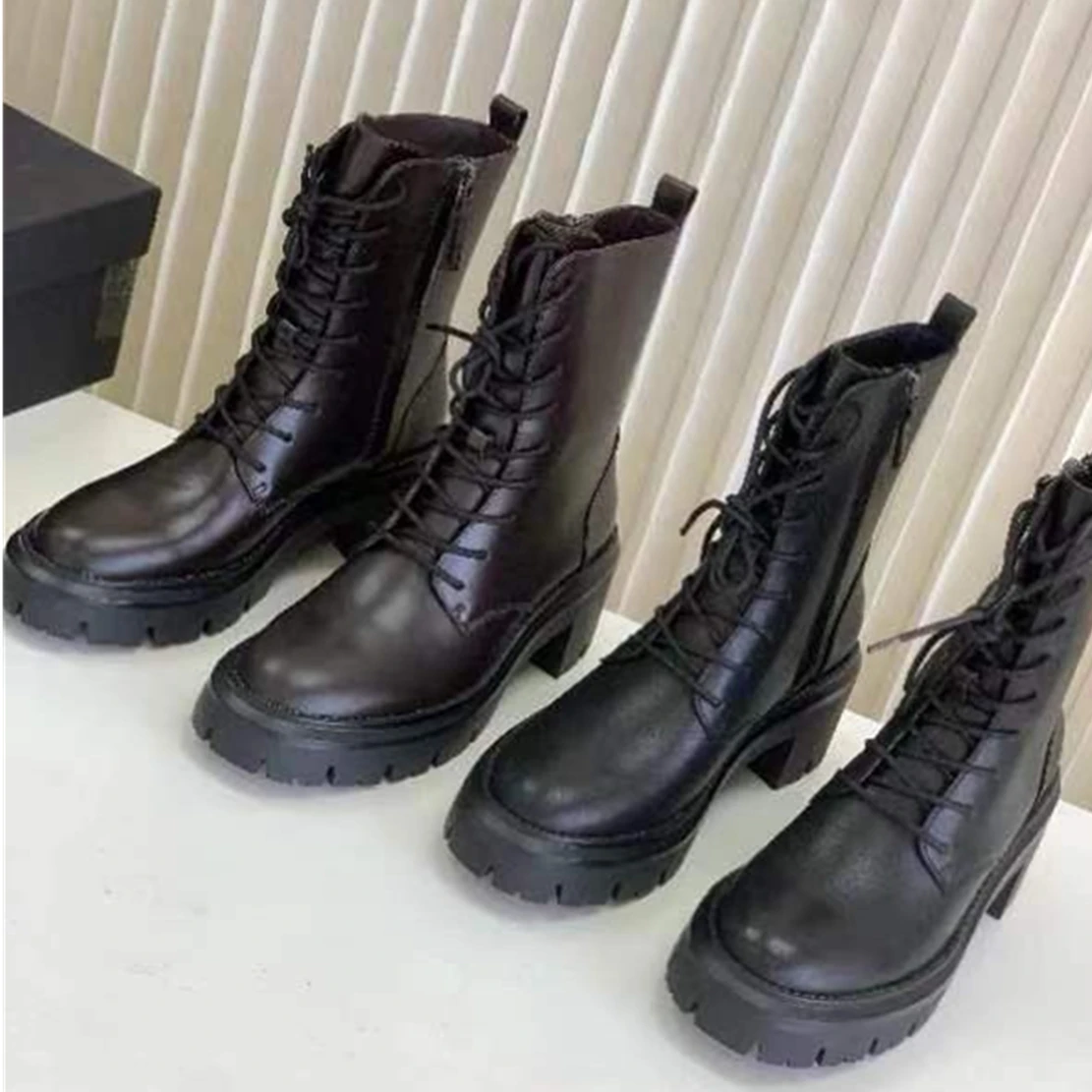 

Jenny&Dave 2024 New Arrivals Boots Women British Fashion Genuine Shoes Leather Strap Boots Shoes Cowhide Motorcycle Retro Zipper