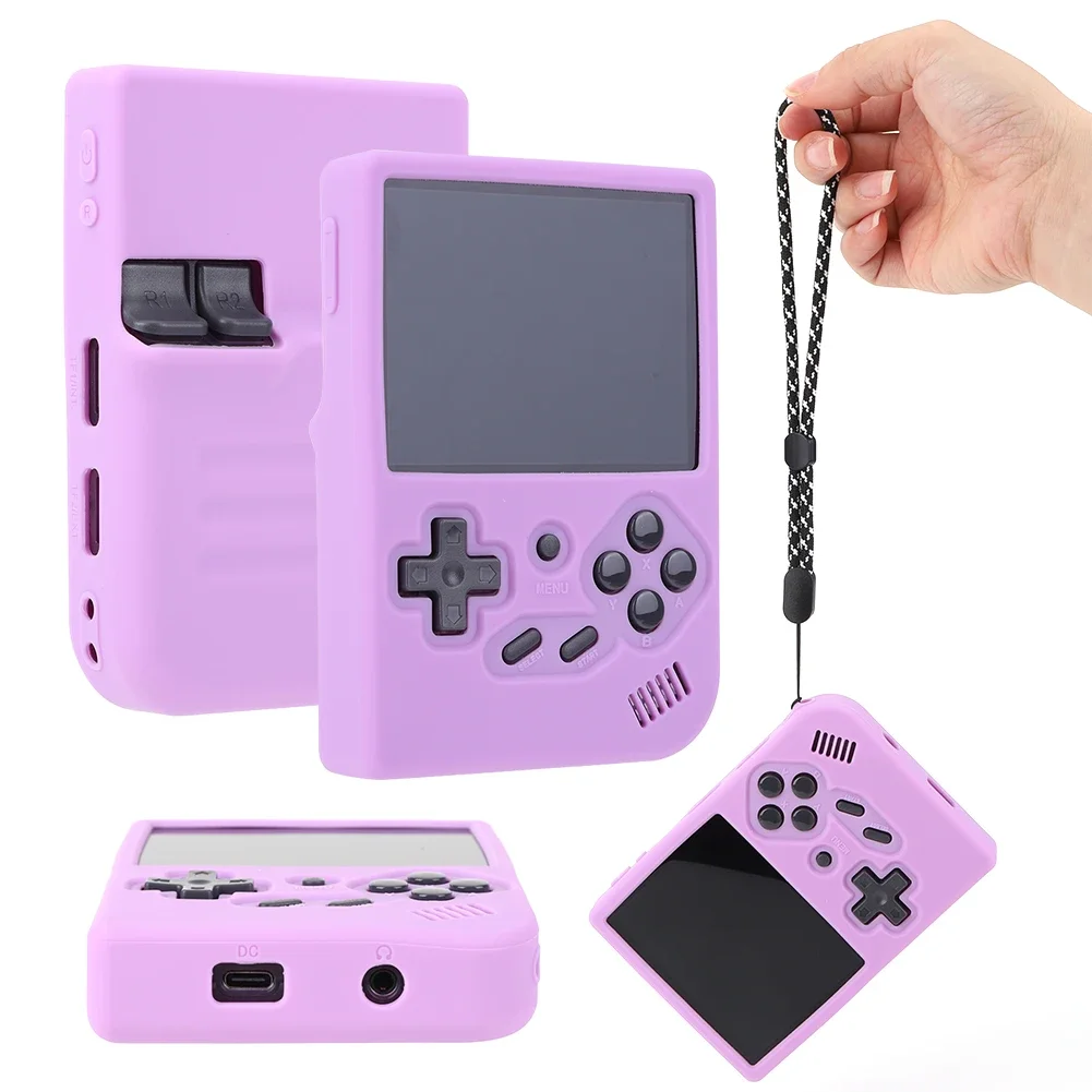 Silicone Protective Cover Shockproof Protective Sleeve Skin Soft Case Cover with Lanyard for Anbernic RG35XX/RG35XX Plus