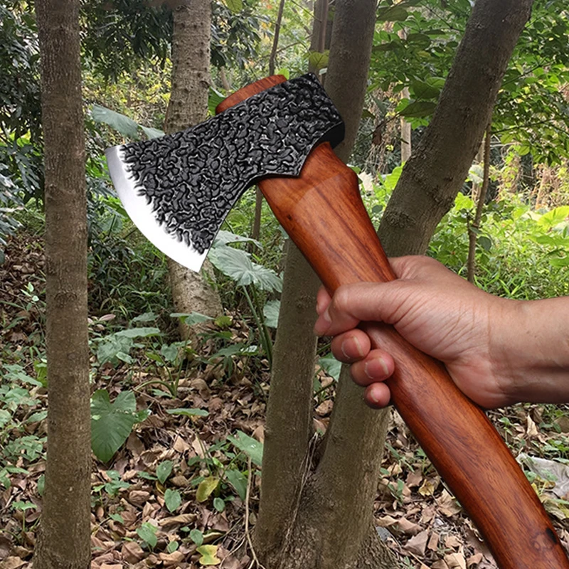 High Hardness Wooden Handle Outdoor Camping Splitting Hatchet Axe Survival Wood Chopping Axe
