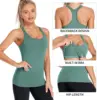 Attraco Women Camisole Racerback Design U-Neck Basic Breathable Sportswear Solid Soft Build-in Shelf Bra Running Tank Tops 5