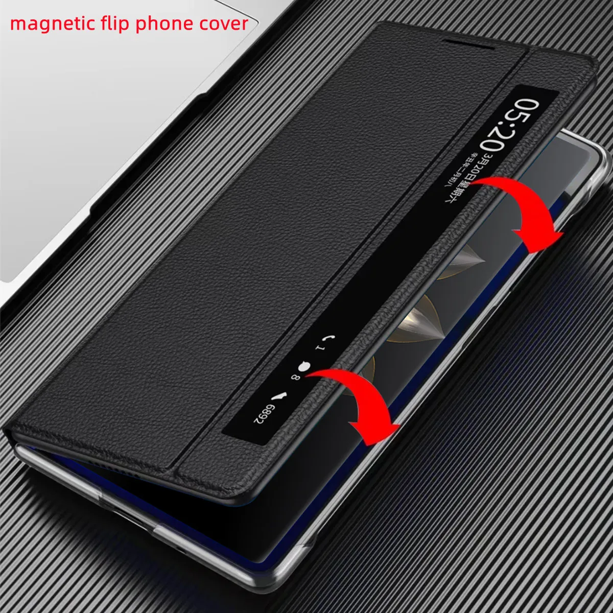For Honor Magic V2 Smart Window Leather Phone Case For Magic V 2 Ultra-thin Shockproof Magnetic Flip Phone Cover