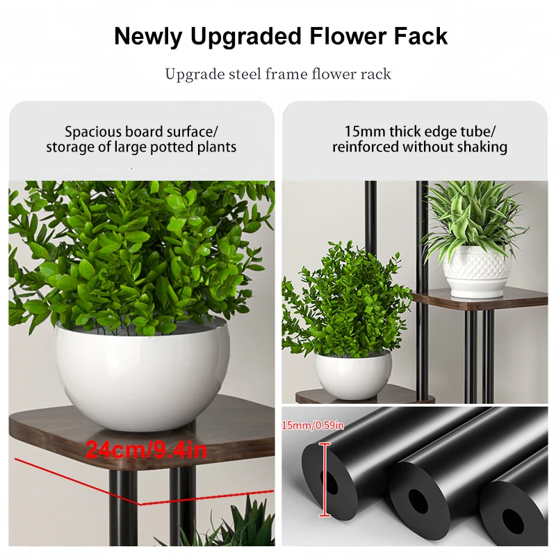 4-6 Tier Tall Corner Plant Stands Large Metal Wood Flower Pot Shelf Tiered Plant Holder Display Rack for Outdoor Balcony Garden plant stand wooden flower shelf