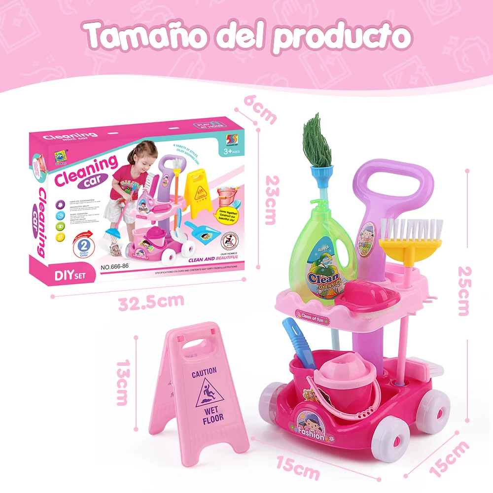 Pretend Play Set For Ages 3+ Toddler Toy Cleaning Set Kids Broom And Mop Set 10 Piece