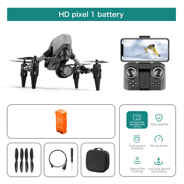 Mini RC Alloy Drone Dual Camera HD Wifi Fpv Photography Foldable Quadcopter XD1 Optical Flow Professional Drones Toys for boys - XD1 1BA