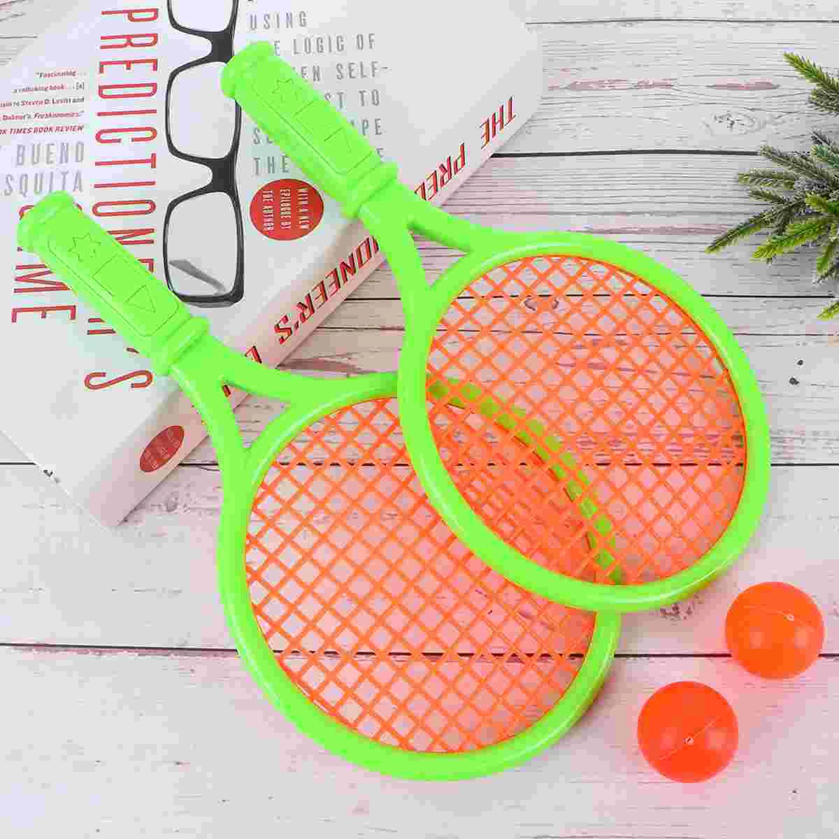 

1 Pair of Children's Tennis Racket Kids Plastic Badminton Rackets Game Props for Kindergarten Primary School (Size S Random