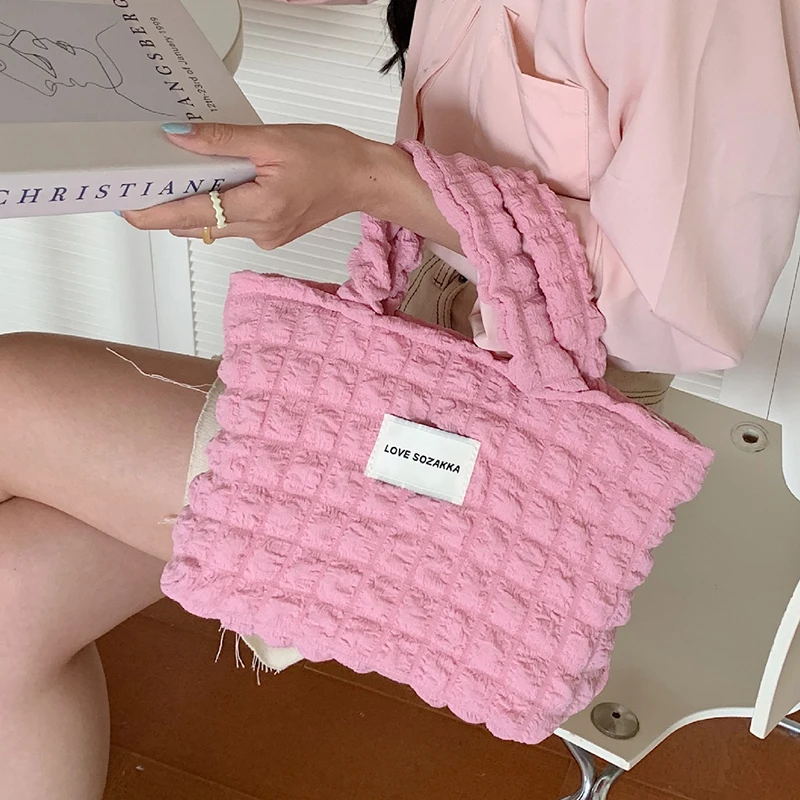 

Cute Cloud Bubbles Women's Bag Candy Color Handbags For Women Casual Tote Light Female Bag Soft Shopping Bags INS Tote Bag 2023