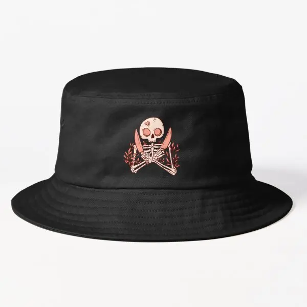 

Cute Skeleton With Knives Bucket Hat Bucket Hat Casual Black Hip Hop Fishermen Fashion Sport Caps Solid Color Summer Fish Mens