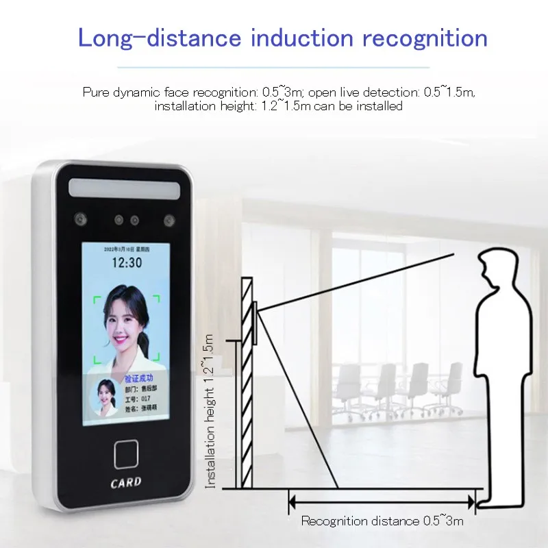 S1000 Biometric Face Recognition Time Attendance Machine System With keyboard Fingerprint Reader Facial Time Clock
