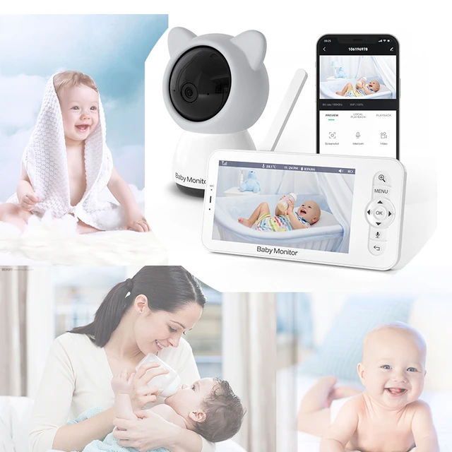 Babyphone vidéo HD 5 pouces, écran LCD, caméra PTZ pour bébé/nounou, parler  dans les deux sens, berceuses pour nouveau-né - AliExpress