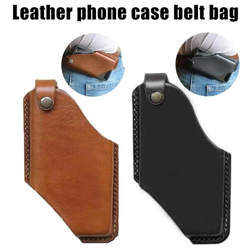 Men Phone Case Holster Cellphone Loop Holster Belt Waist Bag Props Leather Purse Phone Wallet Running Pouch Travel Camping Bags