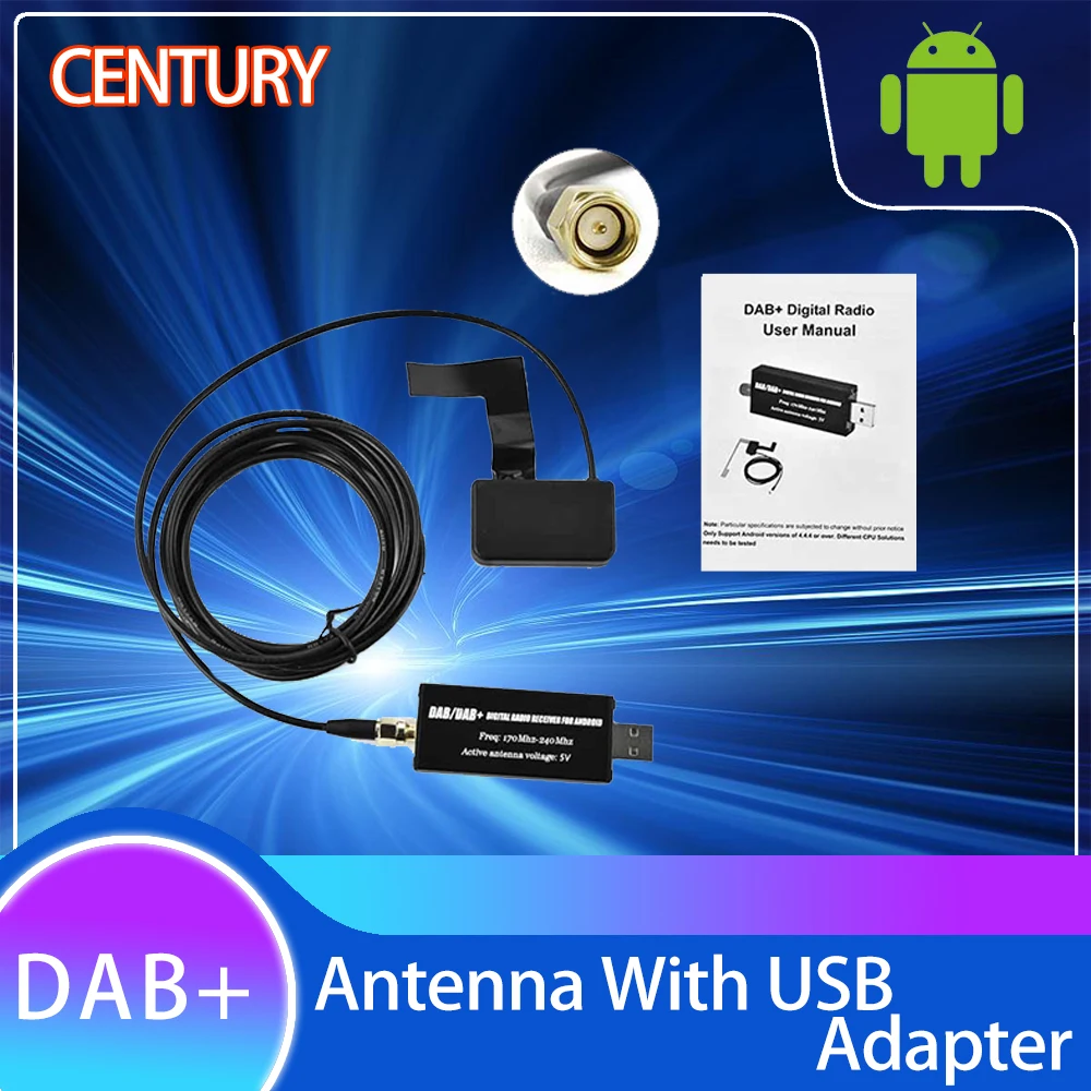 

Century Car Android DAB + Antenna with USB Adapter Android GPS Stereo Car Radio Receiver Player Signal Amp Amplifier