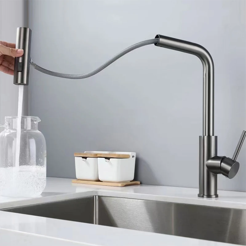 YLosYS-Tête d'évier de cuisine noire F/05, accessoire de robinet d'eau en dégradbrossé, rainuré gris, rotation cascade, pulvérisateur de menton, centre commercial