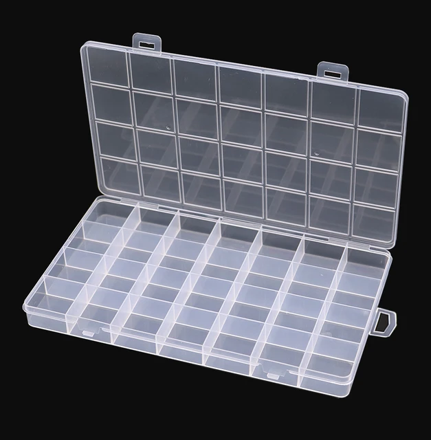 24 Compartments Plastic Box Case Jewelry Bead Storage Container