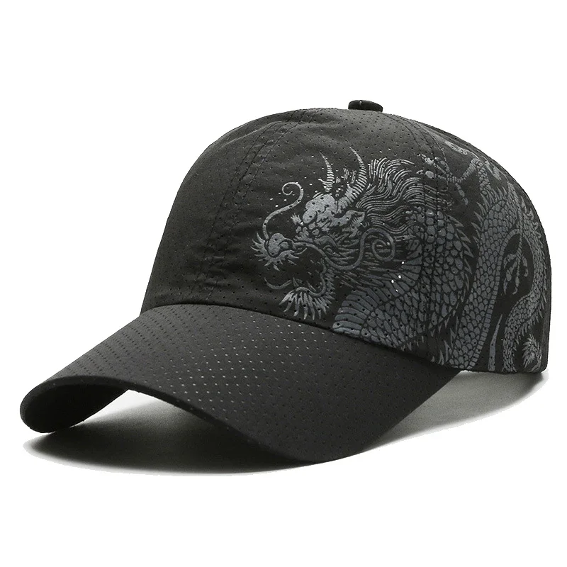 Ny stil sommar basebollkeps Snabbtorkande lufthål kinesisk drake mode unisex utomhus fritids sport solskydd_voghion.com